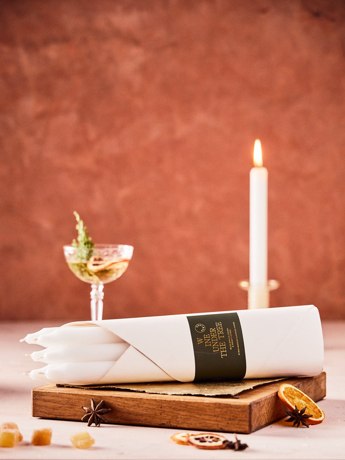 Wine Under The Tree Taper Candle Set