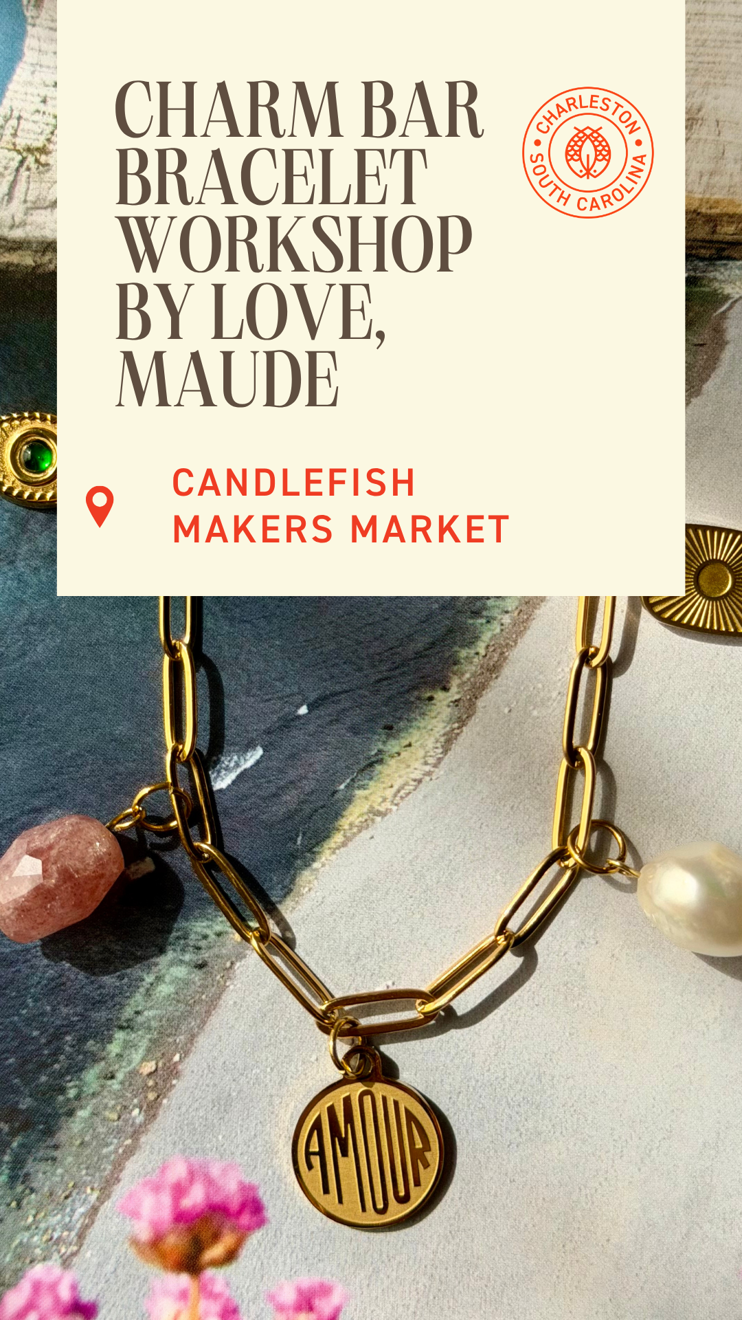 Charm Bar Bracelet Workshop by Love, Maude Aug 14th, Sept 12th, Oct 18th 5:30pm